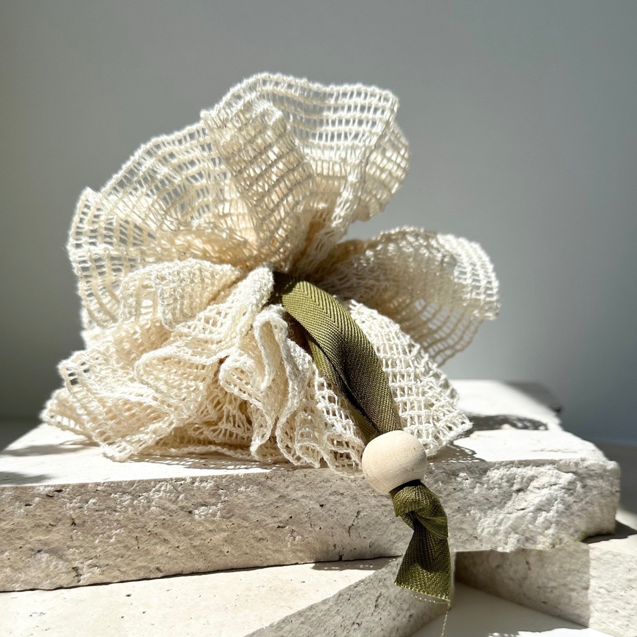 Organic-cotton-shower-puff-olive-colour